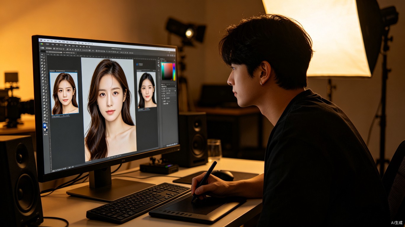 Photoshop修图教程：人像磨皮技巧与皮肤质感保留