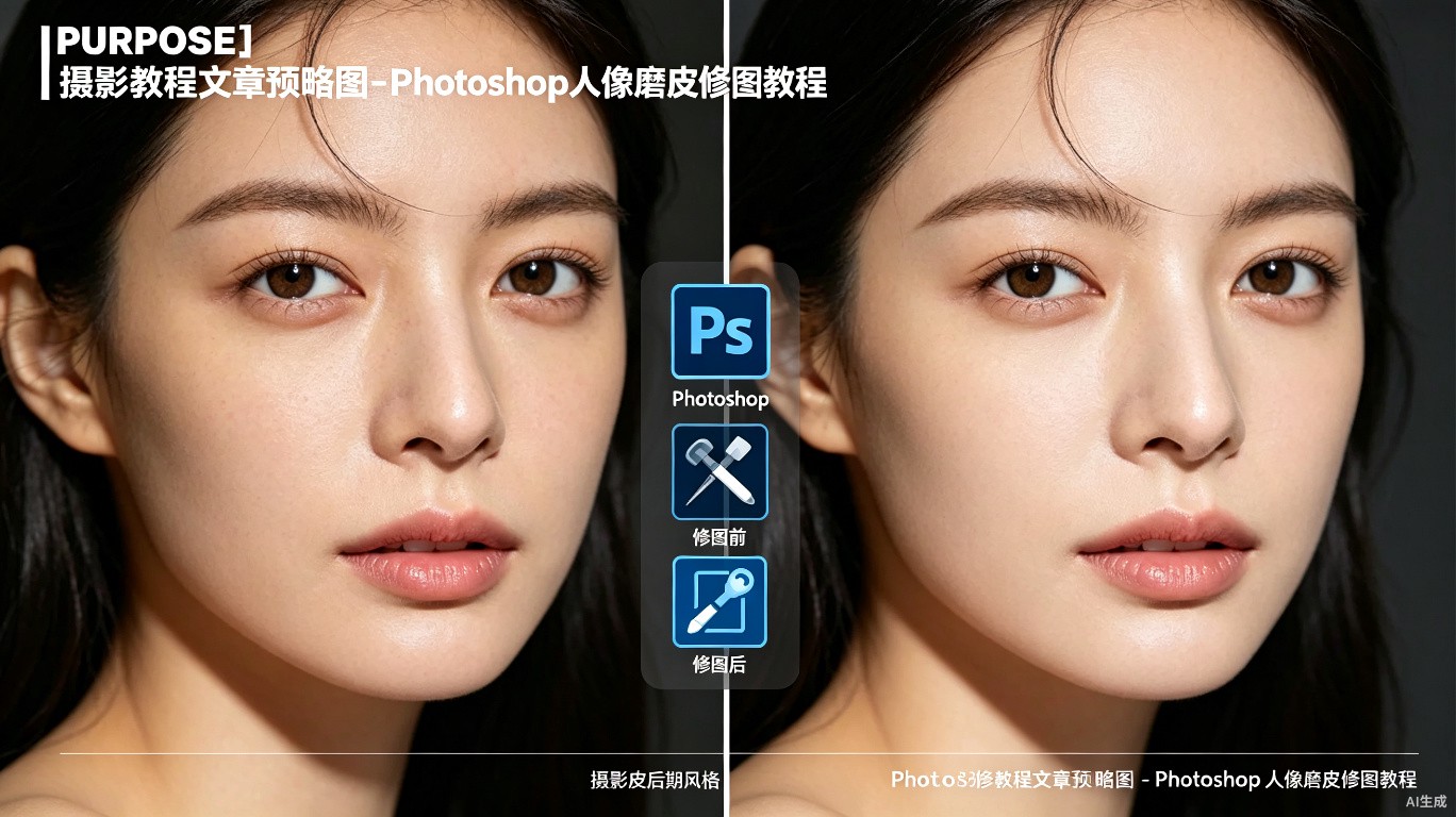 Photoshop人像磨皮修图完全指南：保留质感的高级技巧
