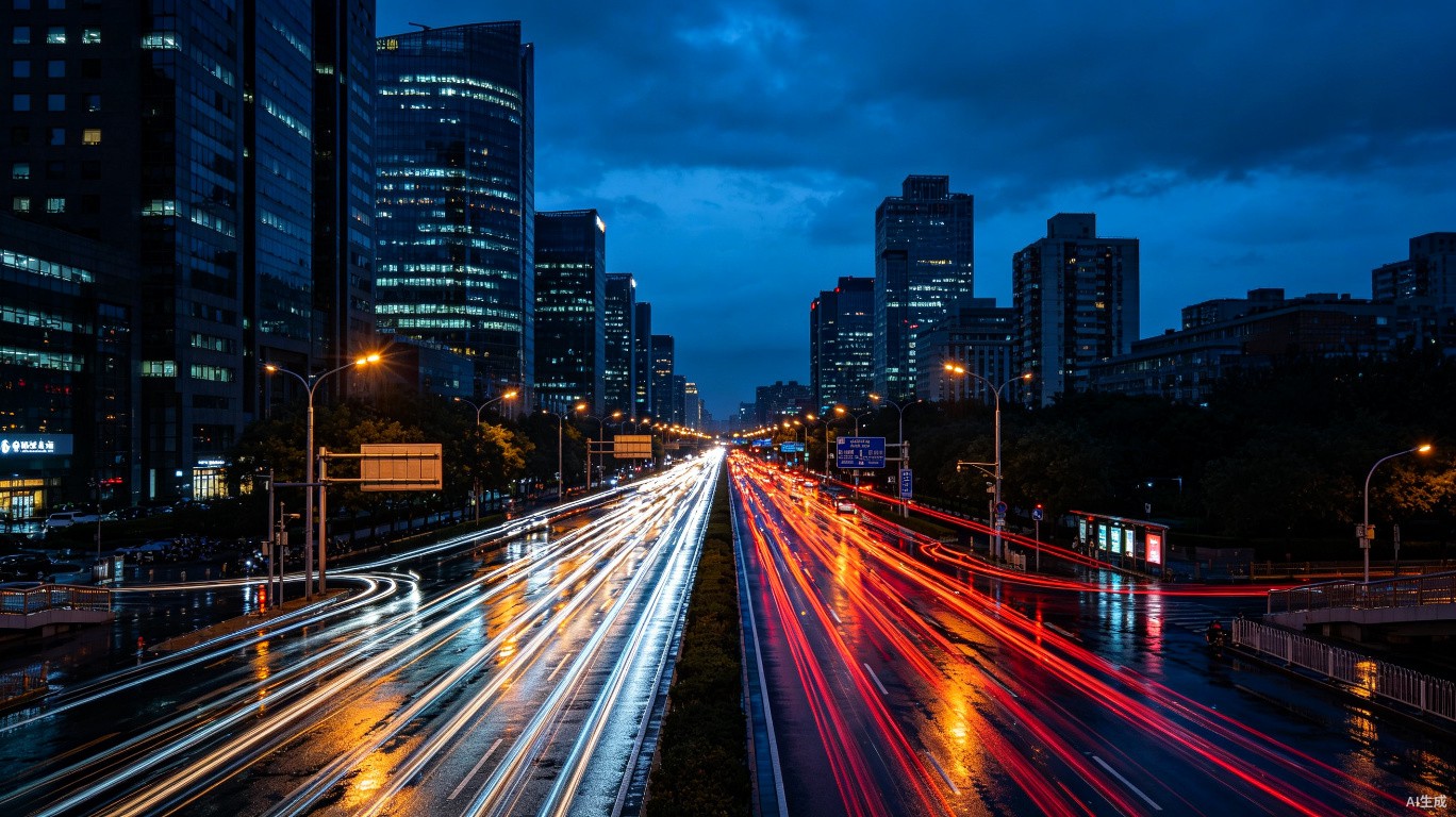 城市夜景长曝光摄影教程：车流光轨与霓虹灯海