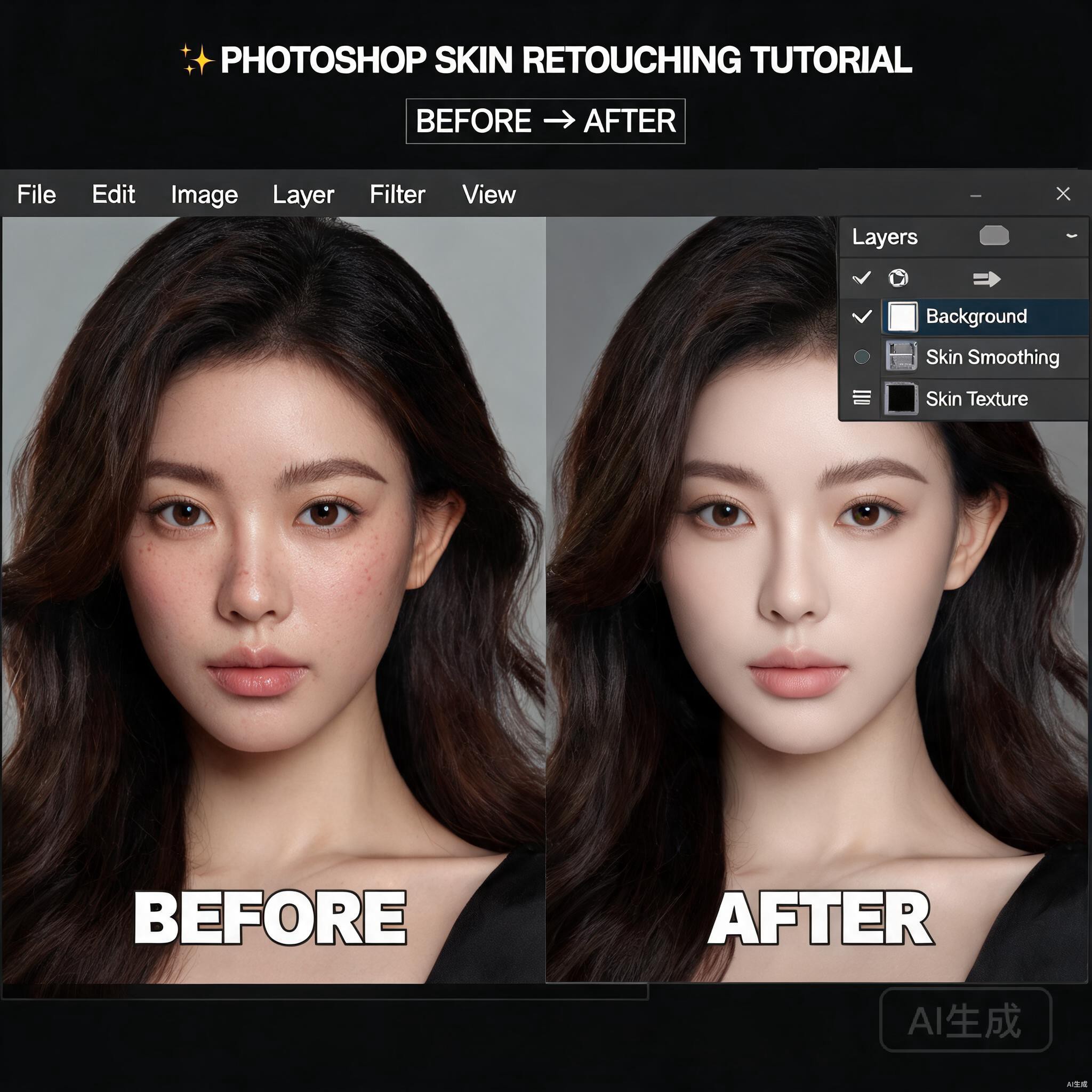 Photoshop高频磨皮技巧：打造商业级丝滑肌肤