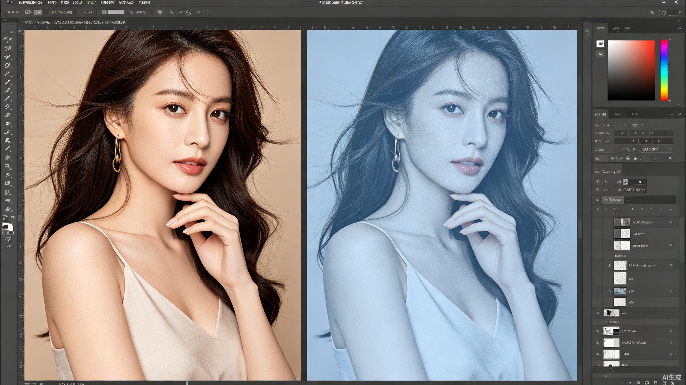 Photoshop磨皮频段分离教程配图1